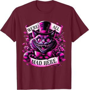 Cheshire Cat Alice in Wonderland Party T-Shirt - T-Shirt | Maroon