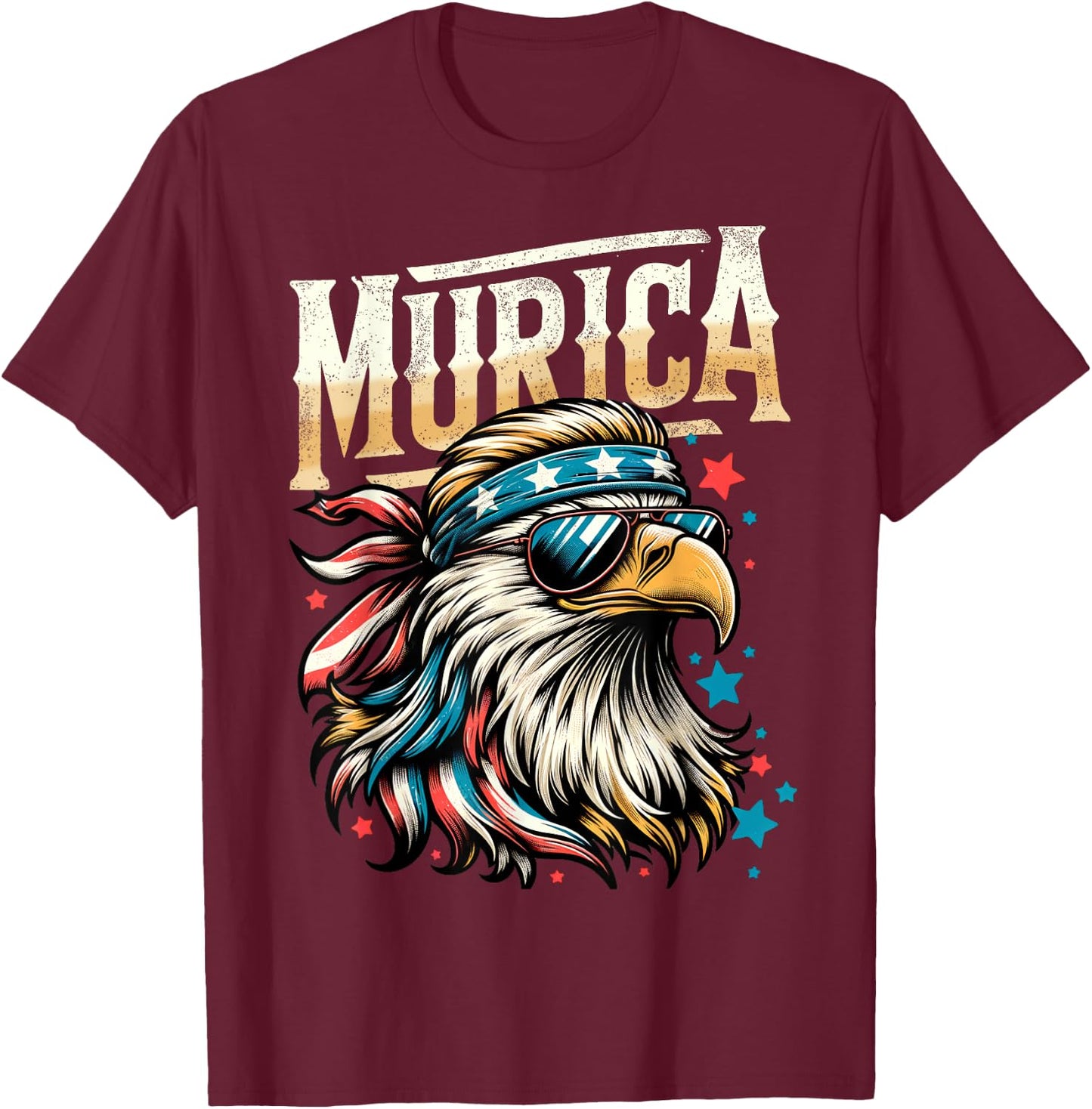 4th of July Patriotic Funny Eagle July 4th USA Murica T-Shirt - T-Shirt | Maroon