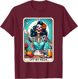 Cool Mama Club Tarot Card Skeleton Halloween T-Shirt - T-Shirt | Maroon