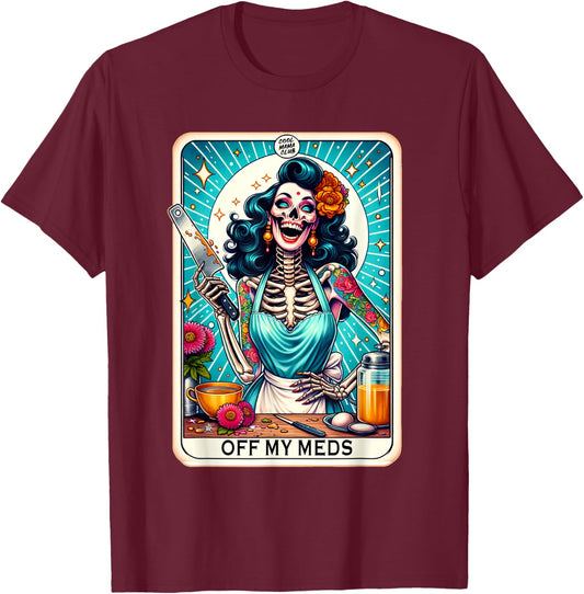 Cool Mama Club Tarot Card Skeleton Halloween T-Shirt - T-Shirt | Maroon