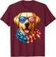 Labrador Retriever Dog American Flag Patriotic 4th of July T-Shirt - T-Shirt | Maroon