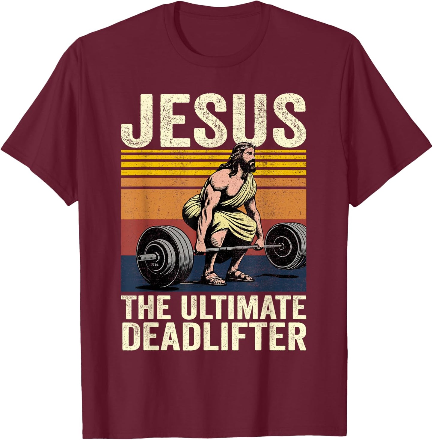 Vintage Jesus The Ultimate Deadlifter Funny Christian Gym T-Shirt - T-Shirt | Maroon