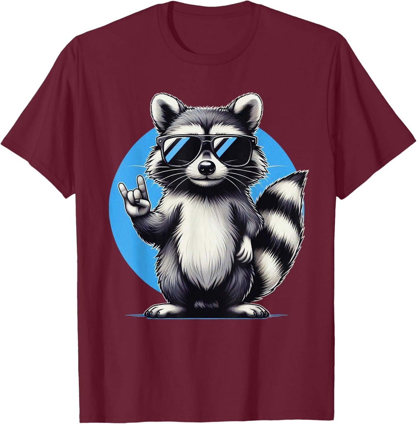 Funny Retro Raccoon Rock Music Men, Kids, Women Cool Raccoon T-Shirt - T-Shirt | Maroon