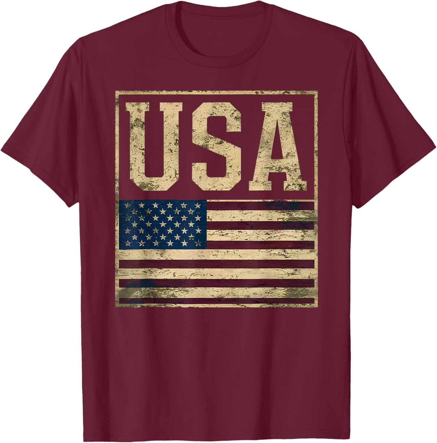 USA American Flag Vintage Patriotic Pride Design T-Shirt - T-Shirt | Maroon