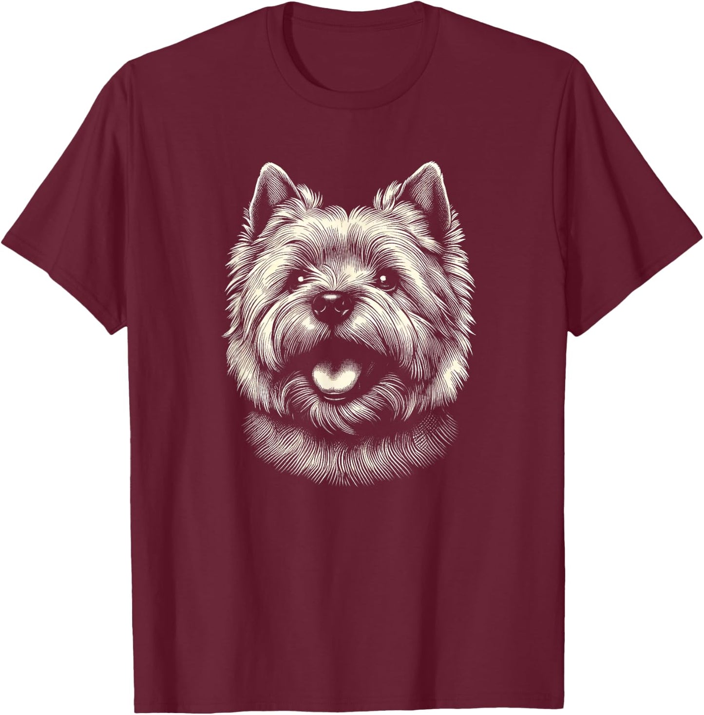 Cairn Terrier Dog Face Art Design And Men T-Shirt - T-Shirt | Maroon
