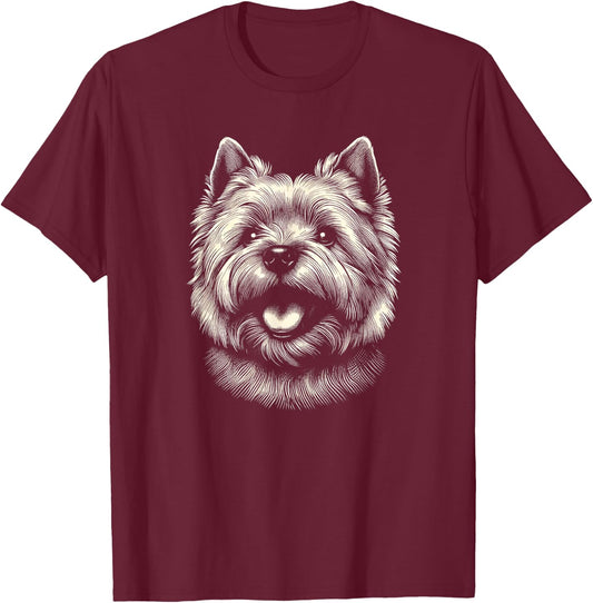 Cairn Terrier Dog Face Art Design And Men T-Shirt - T-Shirt | Maroon