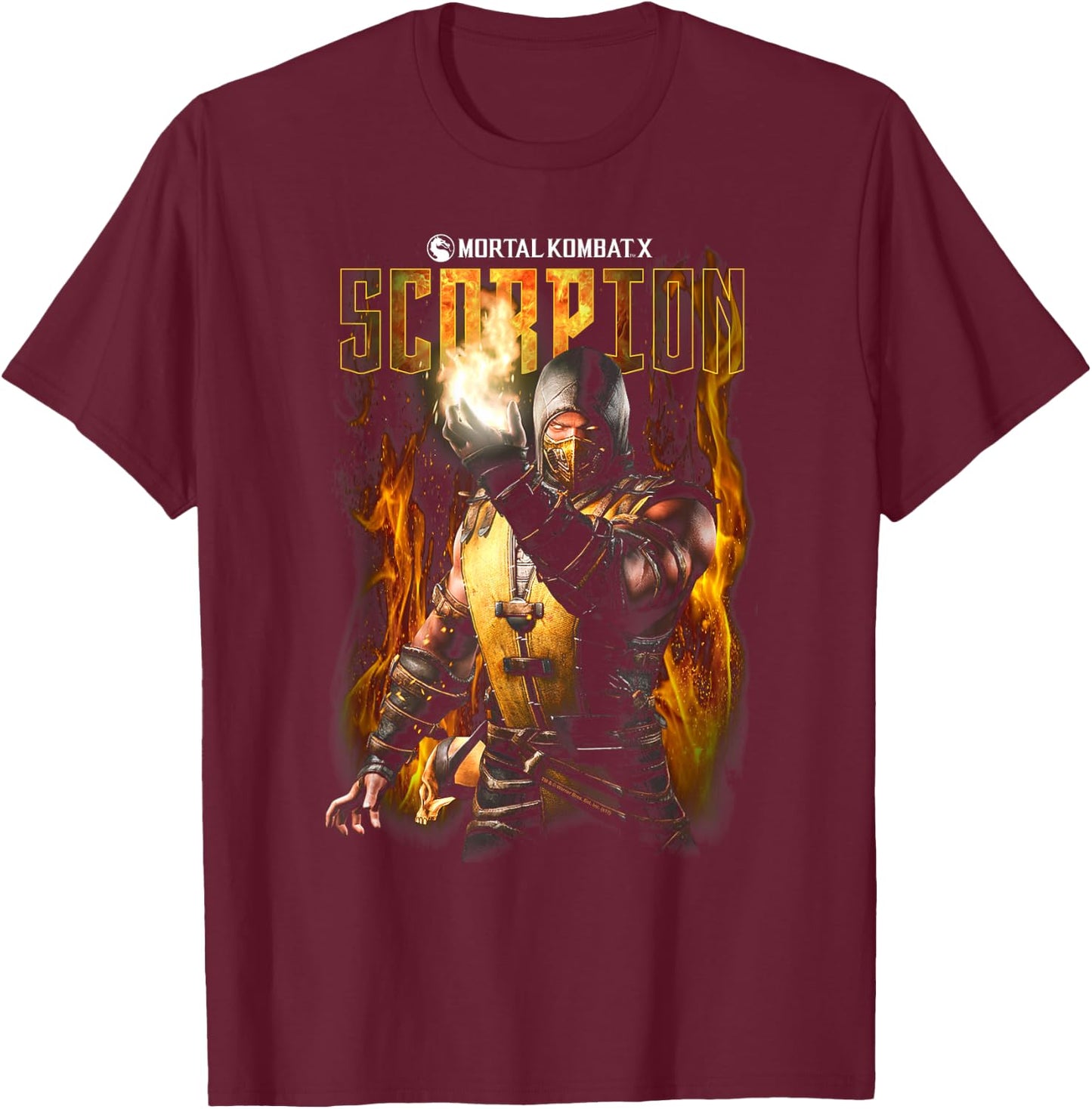 Mortal Kombat X Scorpion Flames T-Shirt - T-Shirt | Maroon
