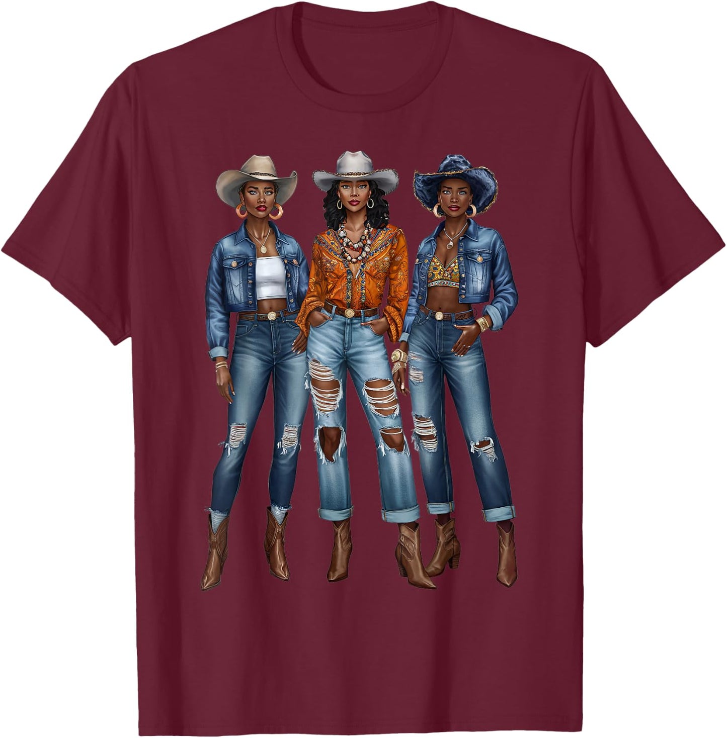 Black Cowgirl Vibes Melanin Black History Texas T-Shirt - T-Shirt | Maroon
