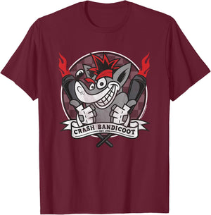 Crash Bandicoot Est 1996 Checkerboard Retro Big Chest Poster T-Shirt - T-Shirt | Maroon