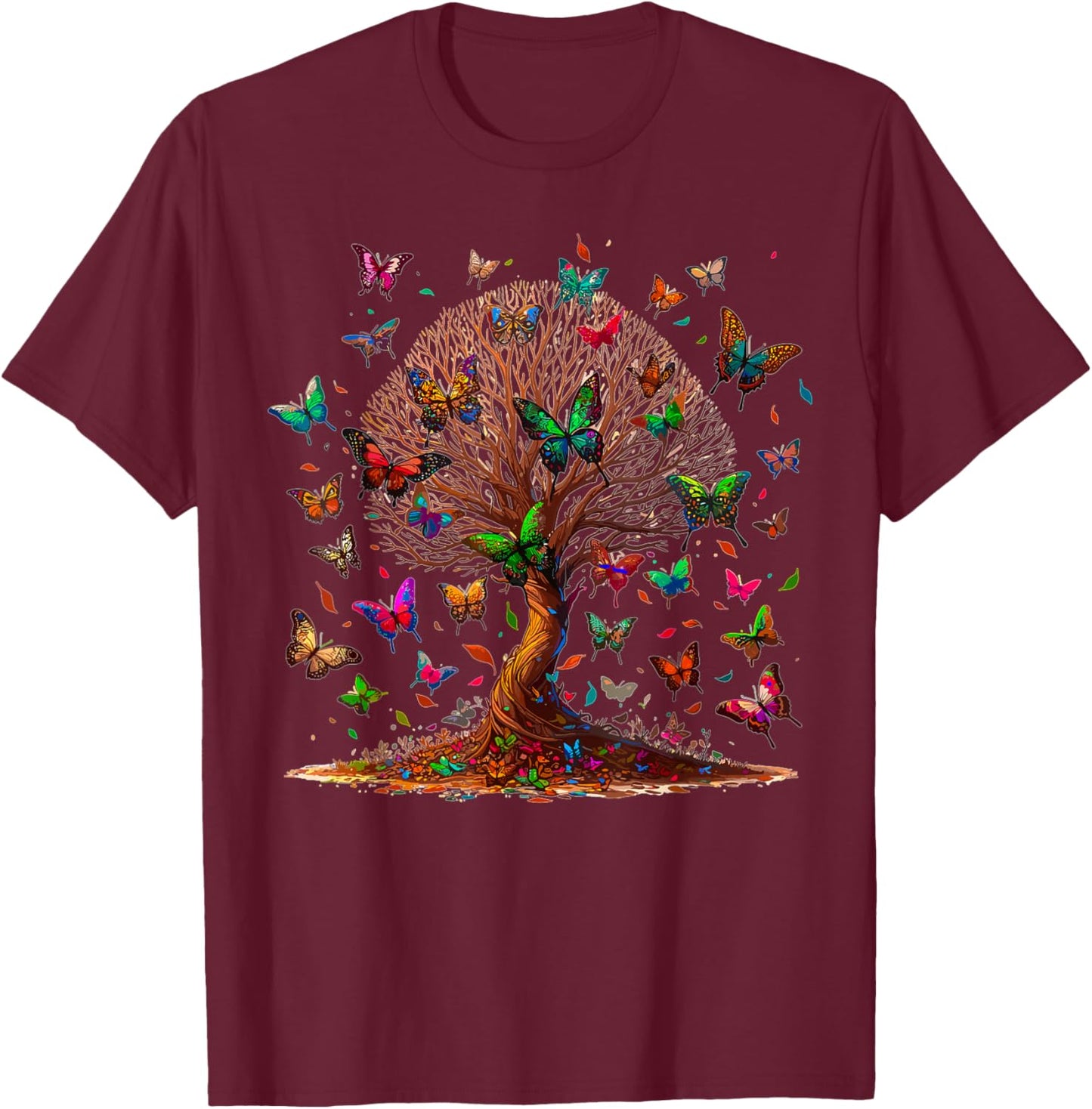 Butterfly Tree T-Shirt - T-Shirt | Maroon