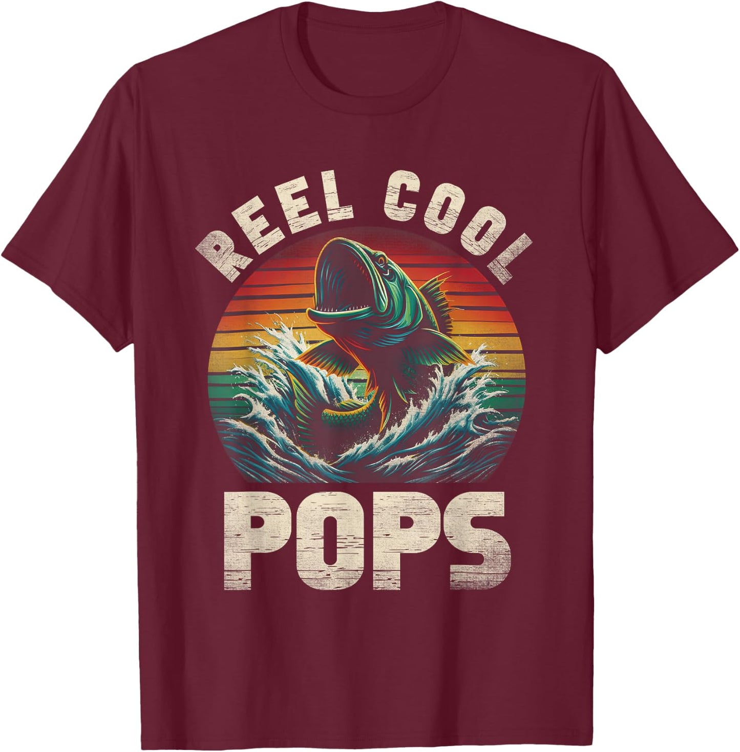 Reel Cool Pops Fishing Pops Pop Father's Day Fisherman Fish T-Shirt - T-Shirt | Maroon