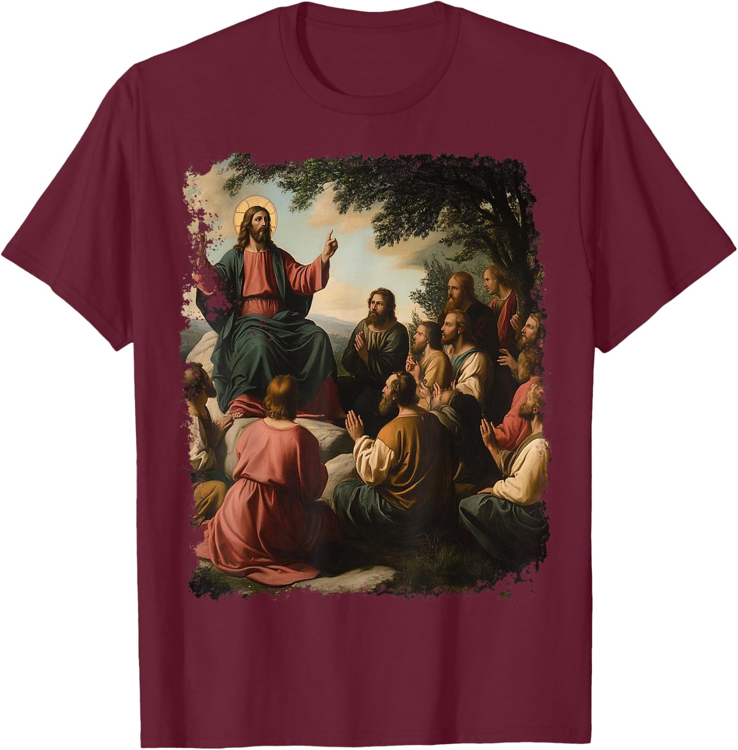 Renaissance Painting Art Jesus Christ T-Shirt - T-Shirt | Maroon