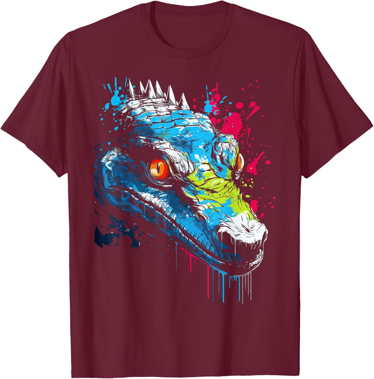Crocodile Animal Graphic Illustration Crocodile T-Shirt - T-Shirt | Maroon
