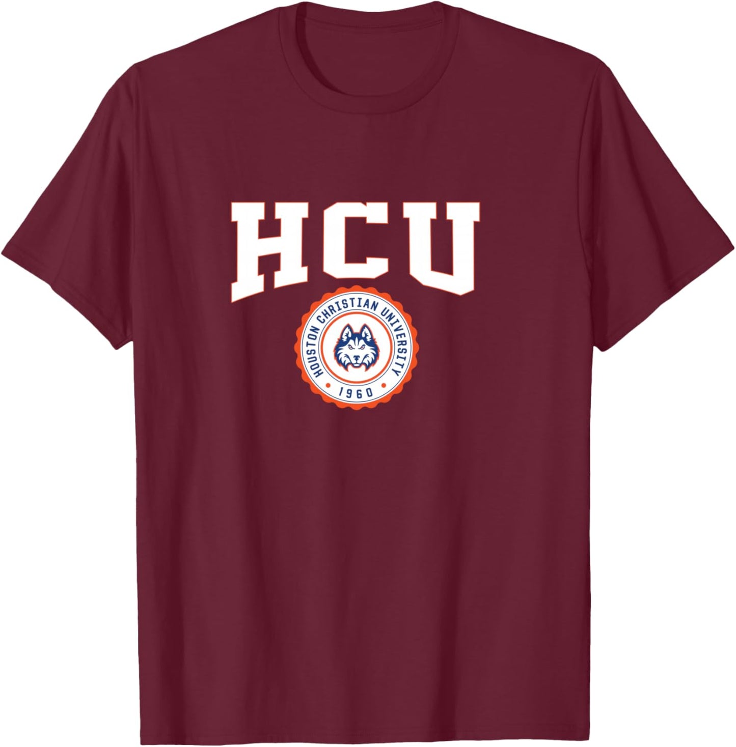Houston Christian University Huskies Collegiate Seal T-Shirt - T-Shirt | Maroon
