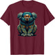 Mandala Art Dwarf Owl T-Shirt - T-Shirt | Maroon