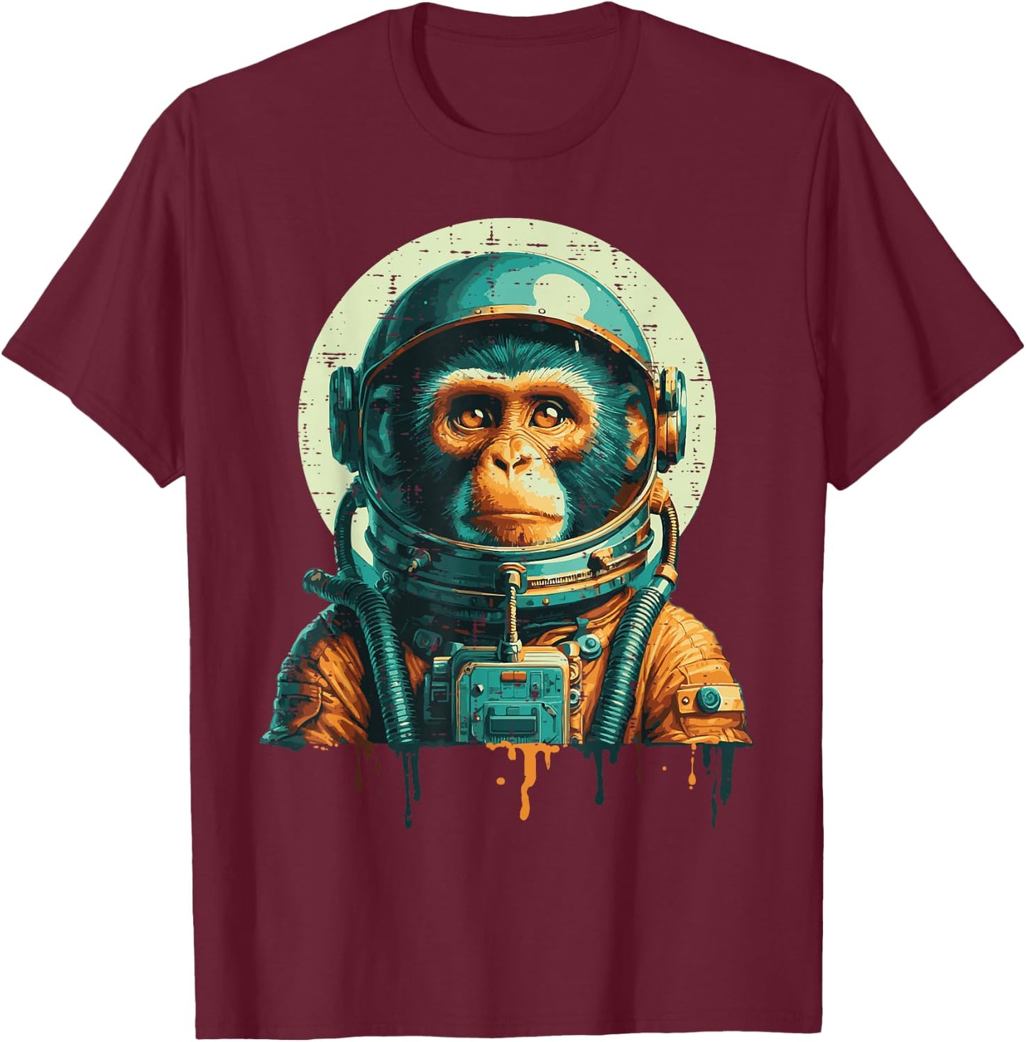 Astronaut Monkey Vintage Space Chimp Spaceman Kids Men Women T-Shirt - T-Shirt | Maroon