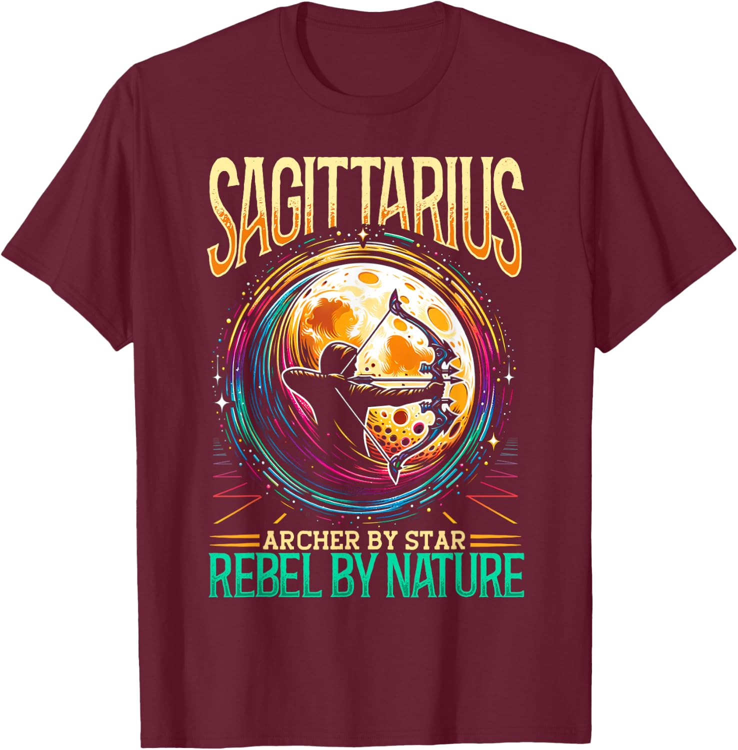 Sagittarius Zodiac Sign Moon Astrology Star Sign T-Shirt - T-Shirt | Maroon