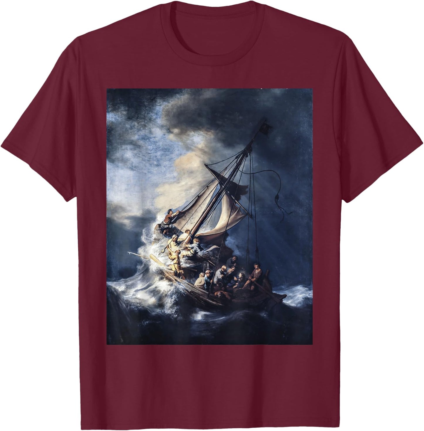 Rembrandt Christ in the Storm on the Sea of Galilee T-Shirt - T-Shirt | Maroon