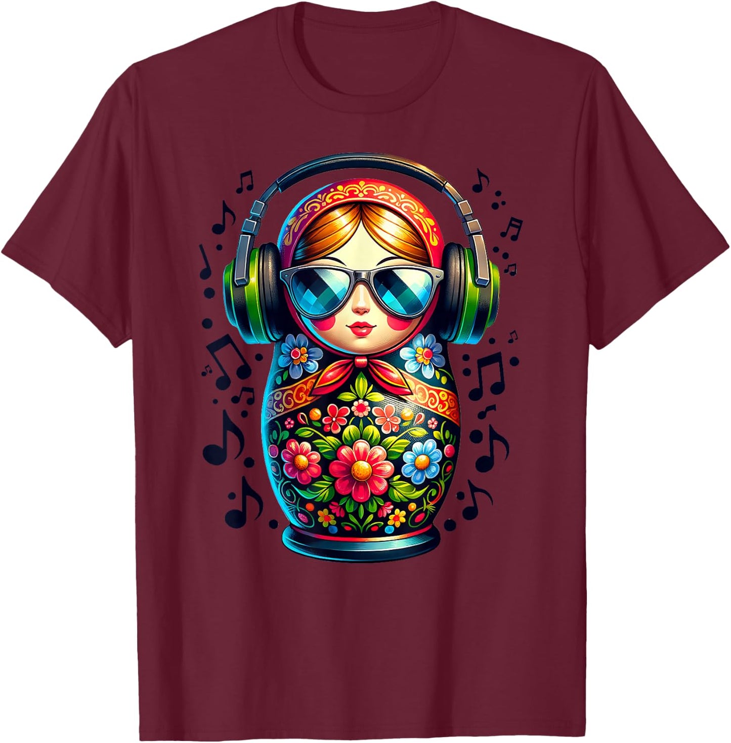 Russian Matryoshka Music Russia Russian Matryoshka T-Shirt - T-Shirt | Maroon