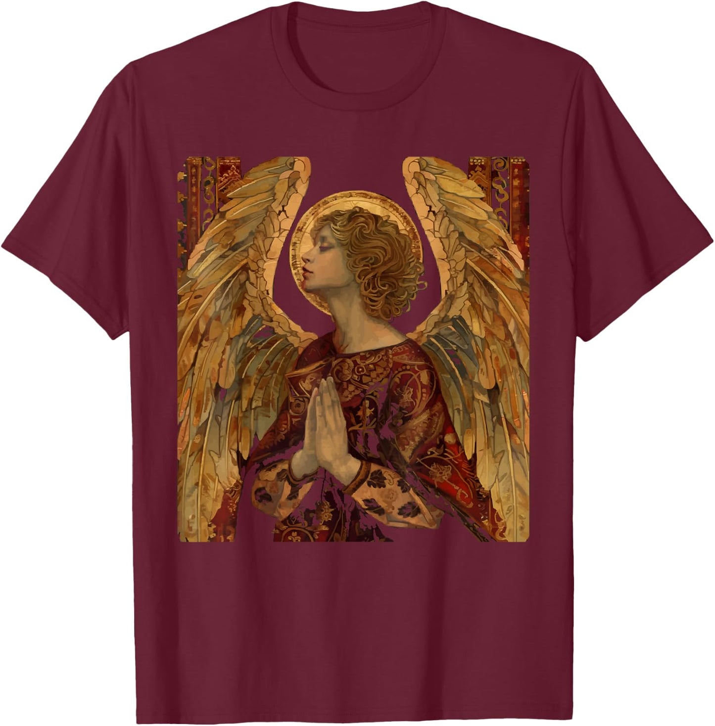 Archangel Gabriel Catholic Christianity Guardian Angel T-Shirt - T-Shirt | Maroon