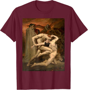 Urban Empyre Dante and Virgil in Hell Painting by William Bouguereau 1850 , Small, Black T-Shirt - T-Shirt | Maroon