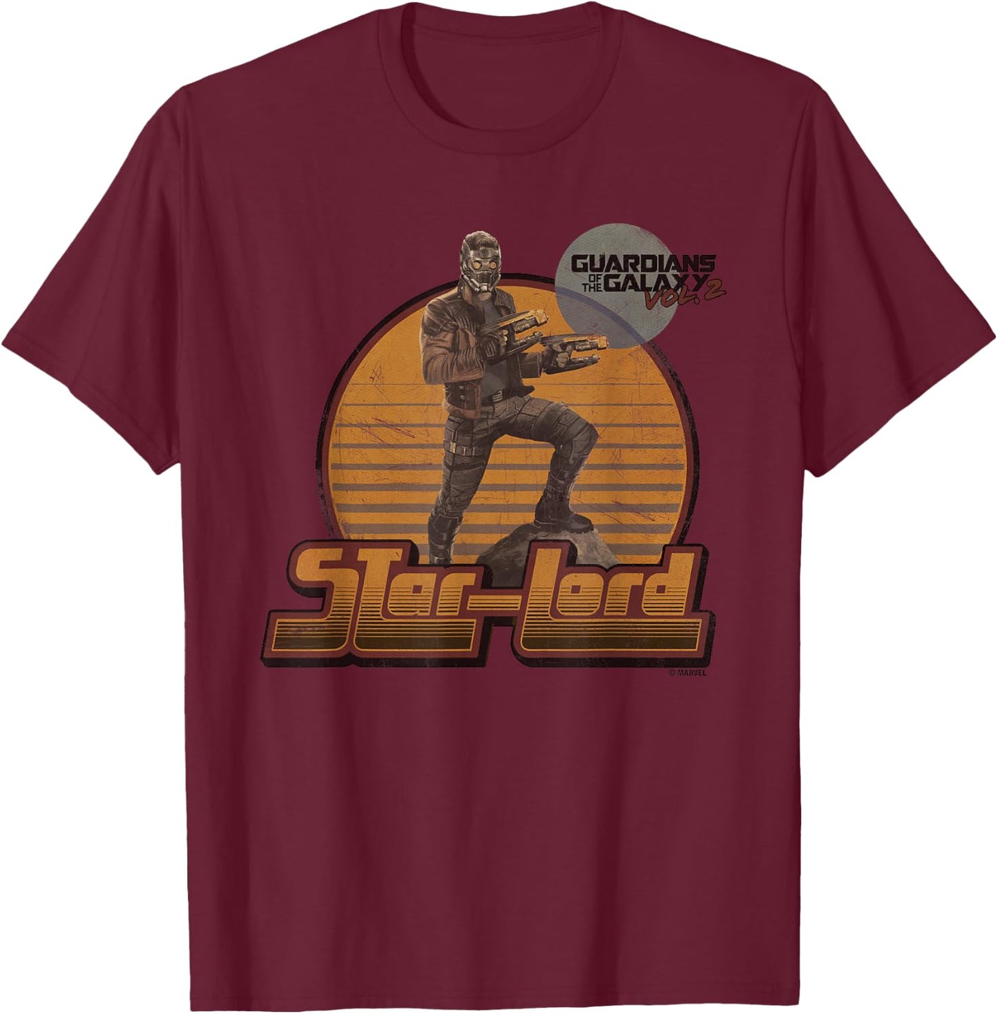 Marvel Guardians of The Galaxy Vol 2 Star-Lord Hero Vintage T-Shirt - T-Shirt | Maroon