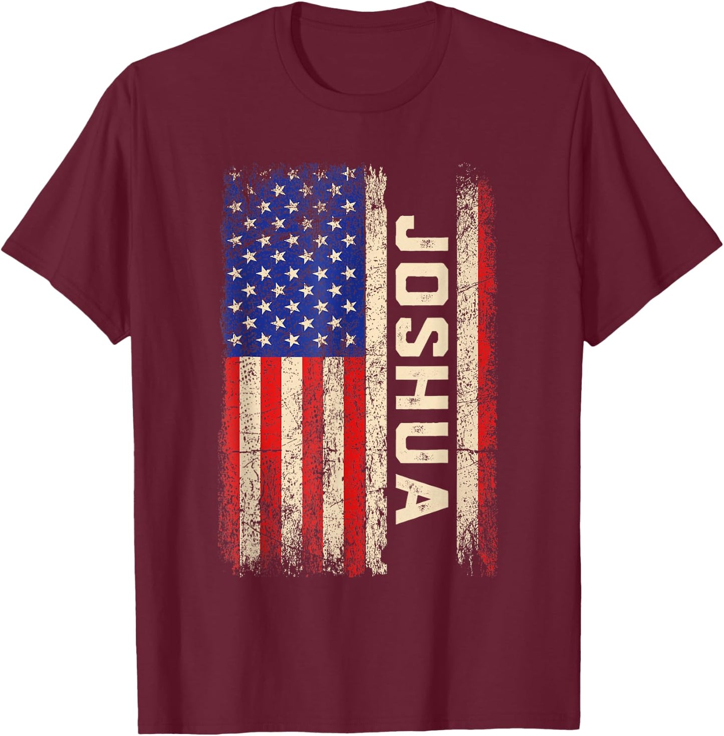 Joshua First Name Shirt Joshua Name American Flag Women Kids Men T-Shirt - T-Shirt | Maroon
