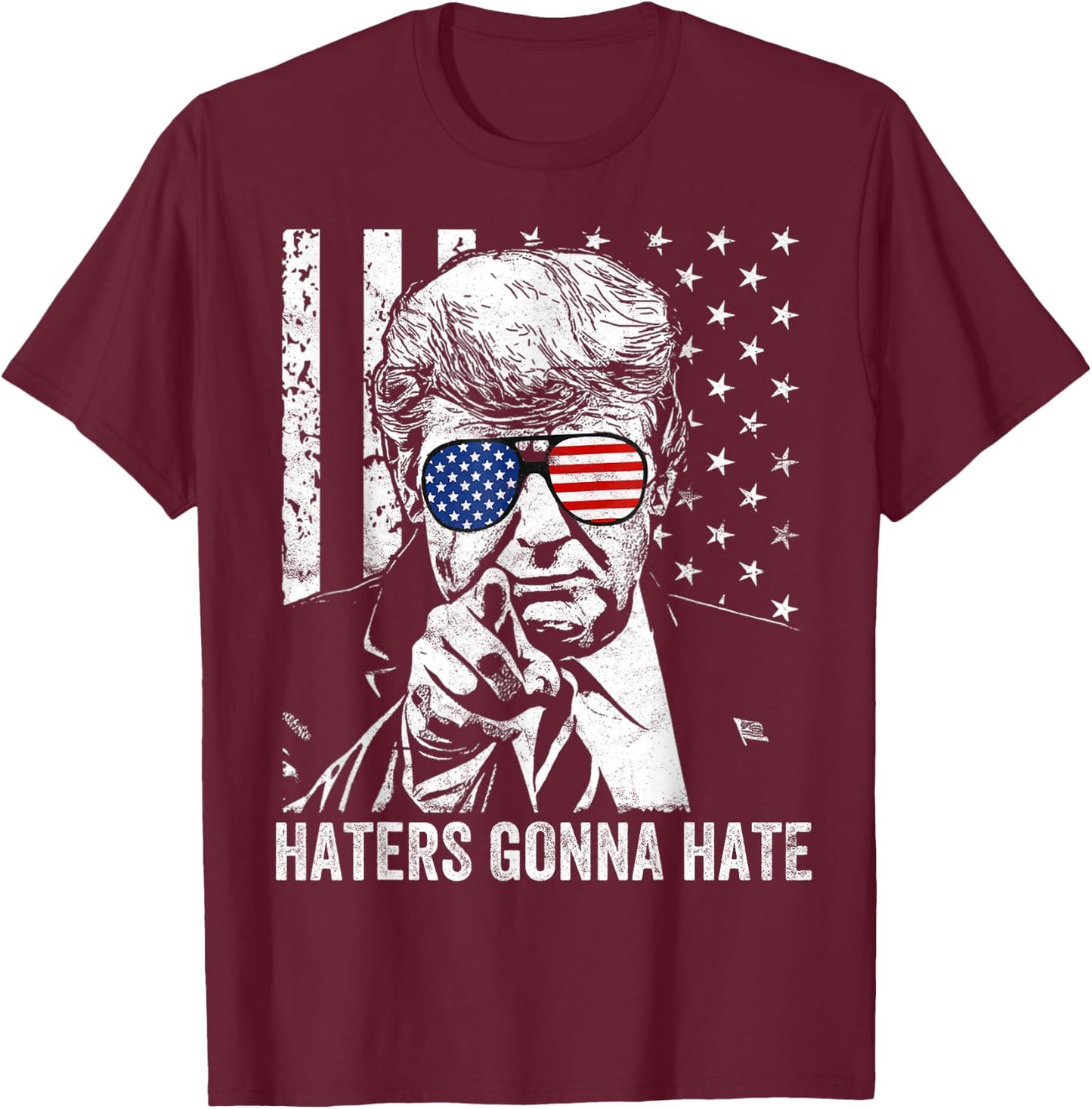 Amazing Patriot -Adults Funny Haters Gonna Hate President Donald Trump Middle Finger - Black, Small T-Shirt - T-Shirt | Maroon