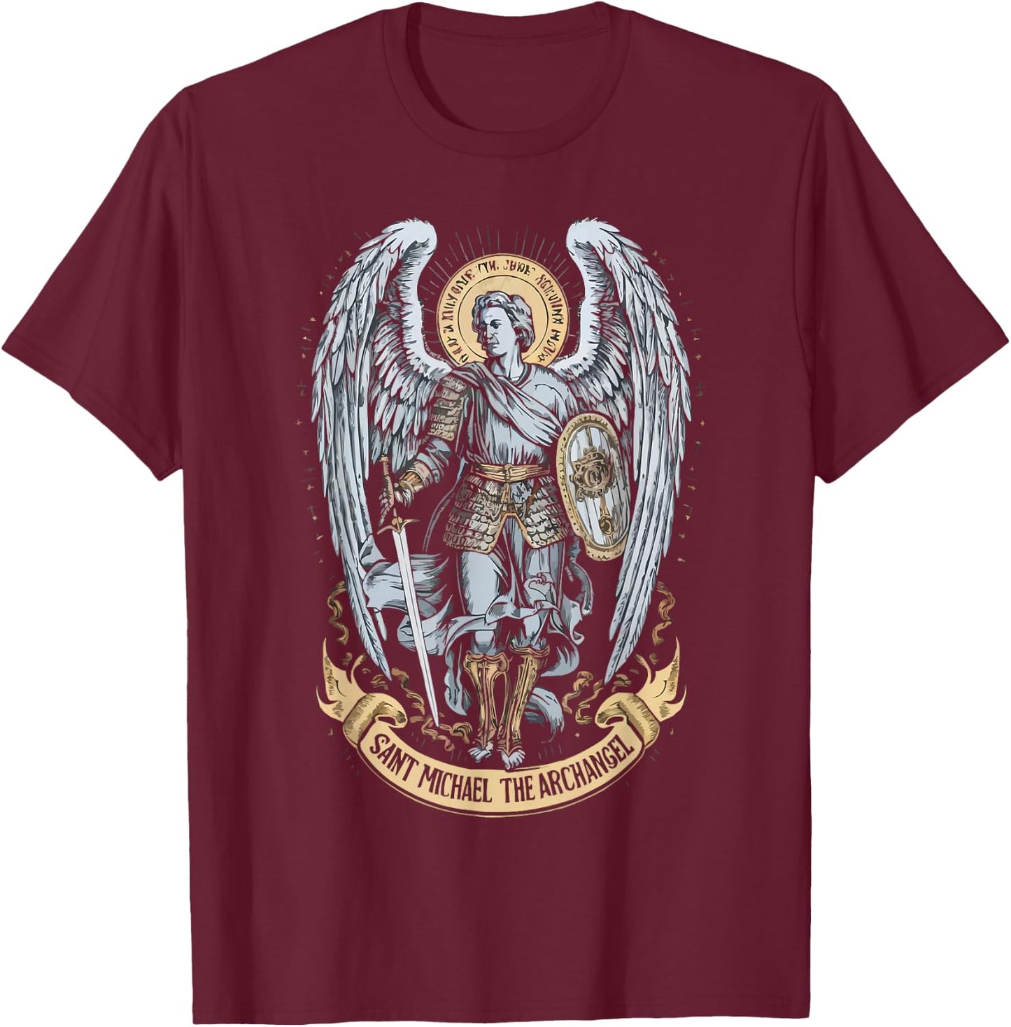 Archangel Catholic Religion Christianity Guardian Angel T-Shirt - T-Shirt | Maroon