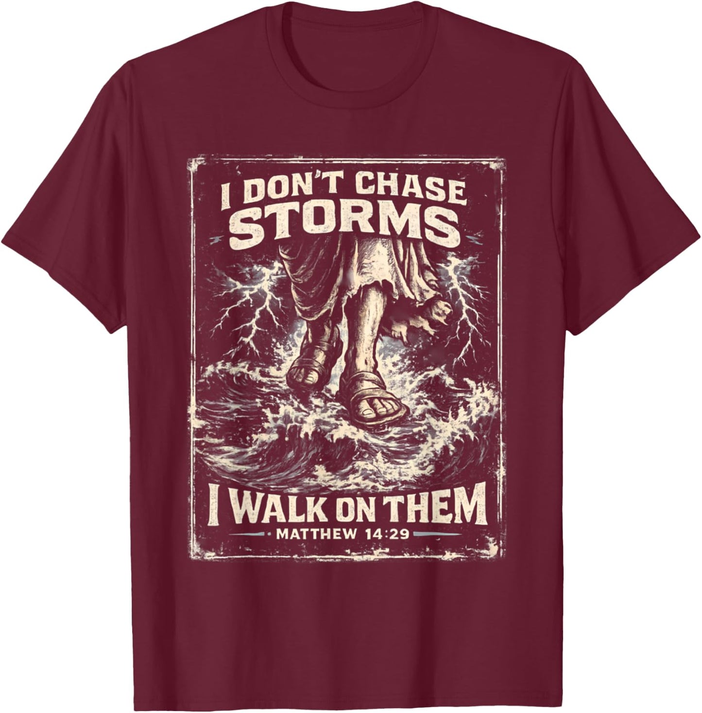 Jesus Walking on Water Matthew 14:29 Funny Christian T-Shirt - T-Shirt | Maroon