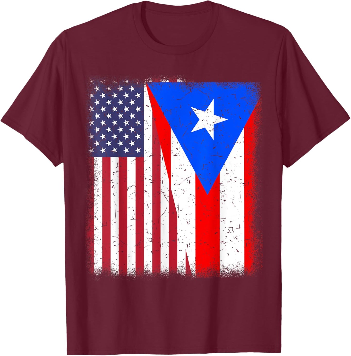 Puerto Rico American Flag 4th July Hispanic Heritage Rican T-Shirt - T-Shirt | Maroon