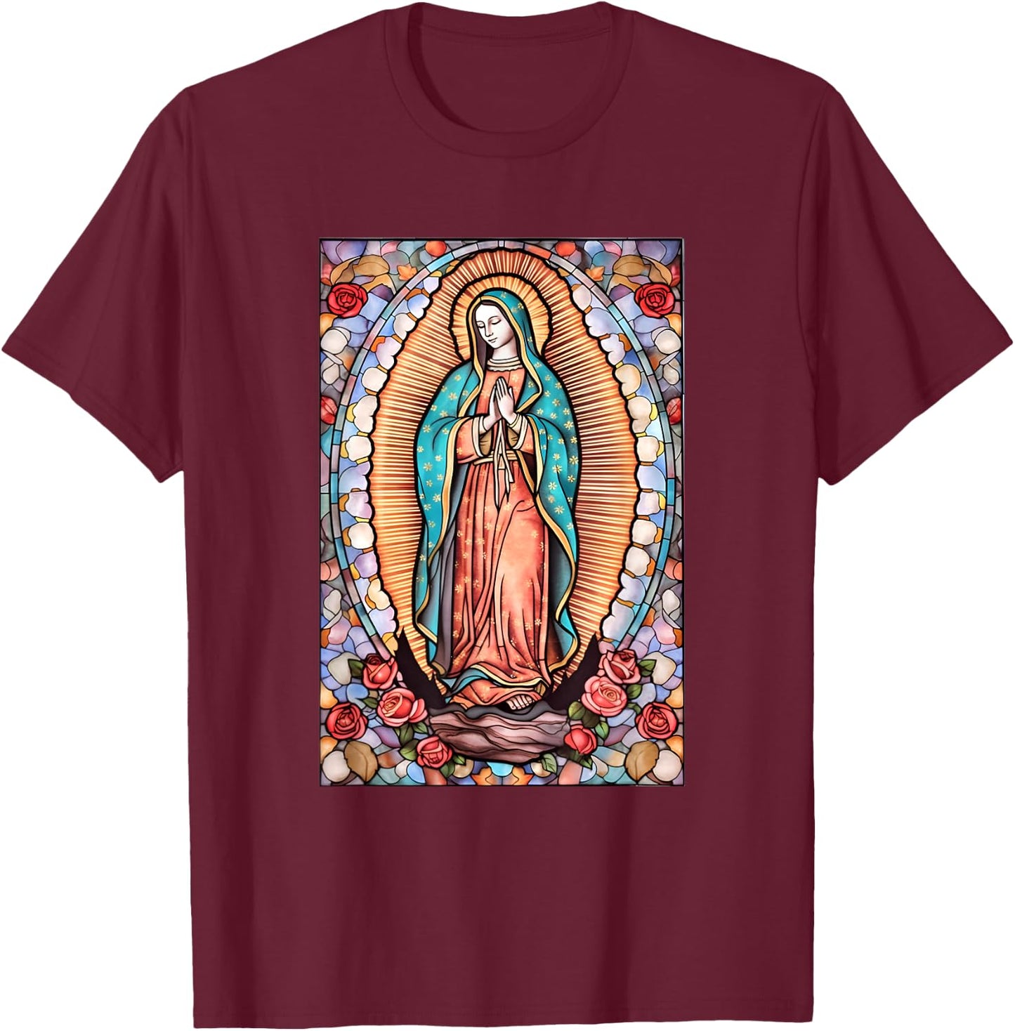 Blessed Christian Women Accessories Girls Cute Virgin Mary T-Shirt - T-Shirt | Maroon