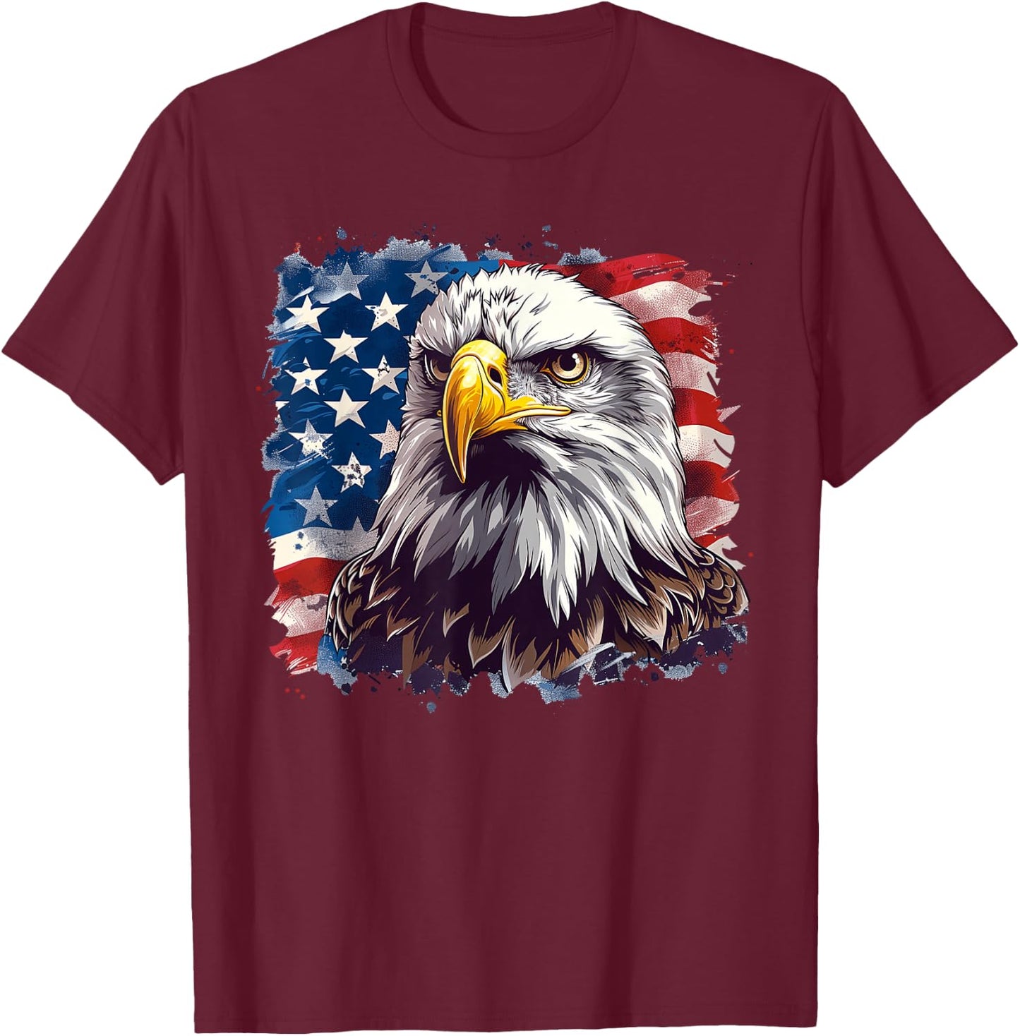 Funny 4th Of July Eagle Patriotic USA Flag Men Women Kids T-Shirt - T-Shirt | Maroon