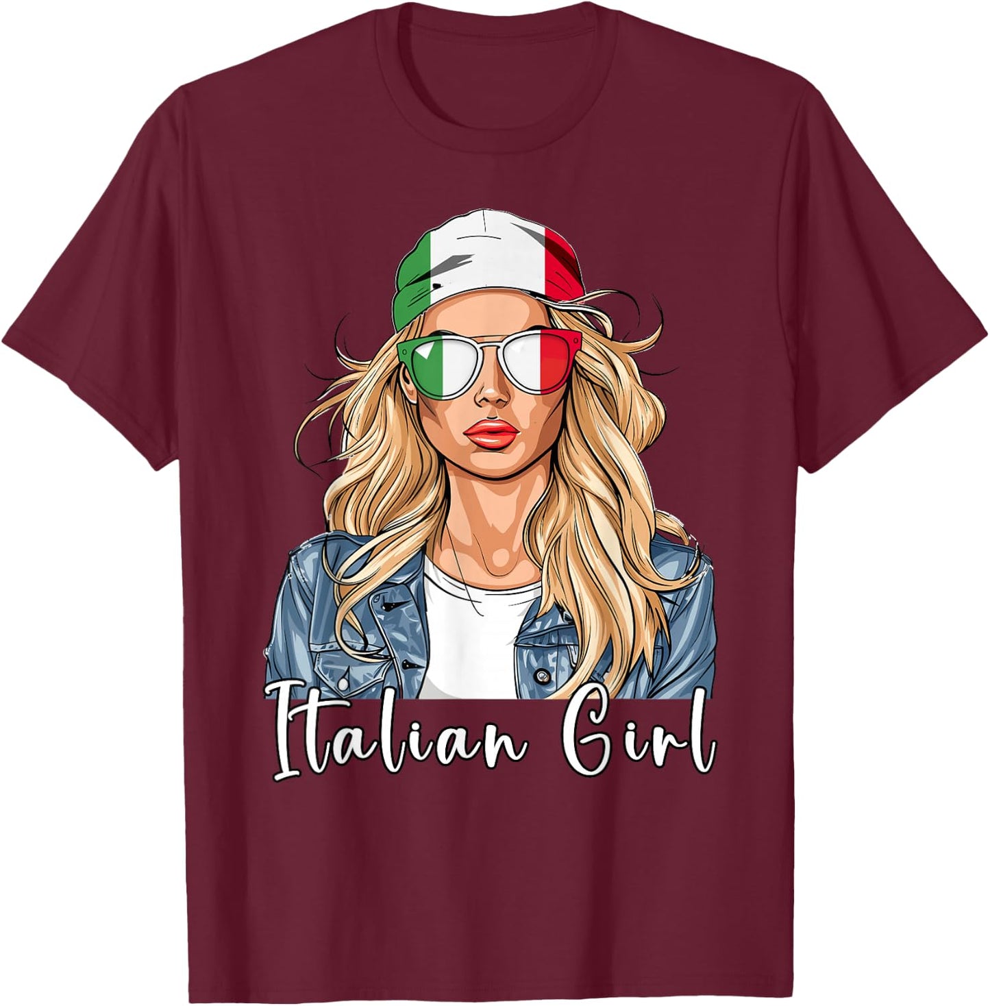 Italian Flag Souvenirs Woman Girl Products Italy T-Shirt - T-Shirt | Maroon