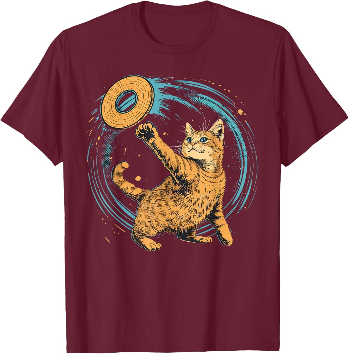 Disc Golfer Cat on Disc Golf Women Kids T-Shirt - T-Shirt | Maroon