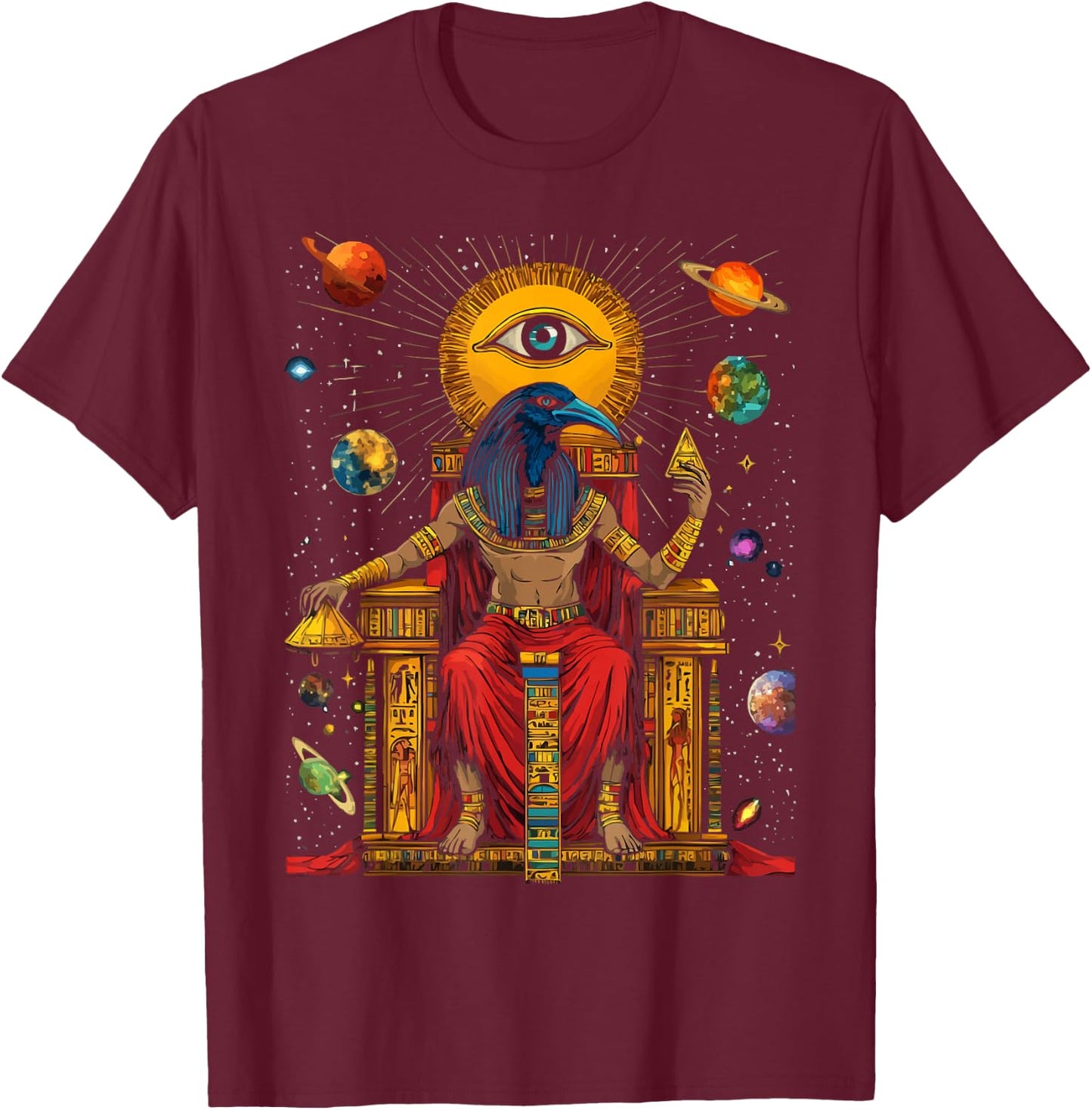Thoth Egyptian God Egyptian Mythology Pyramid Ancient Egypt T-Shirt - T-Shirt | Maroon