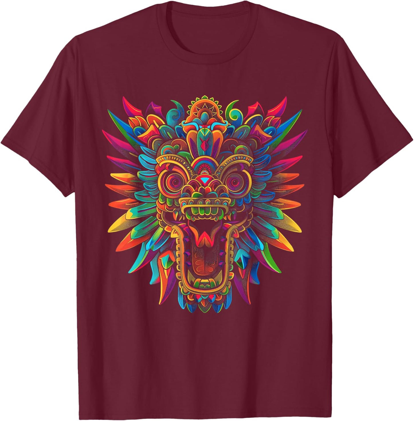 Quetzalcoatl Aztec God Mythology Mayan Inca Popart T-Shirt - T-Shirt | Maroon