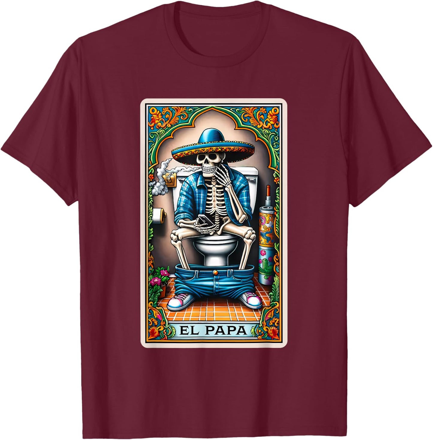 El Papa Latino Tarot Card Spanish Doing Dad Shit Fathers Day T-Shirt - T-Shirt | Maroon