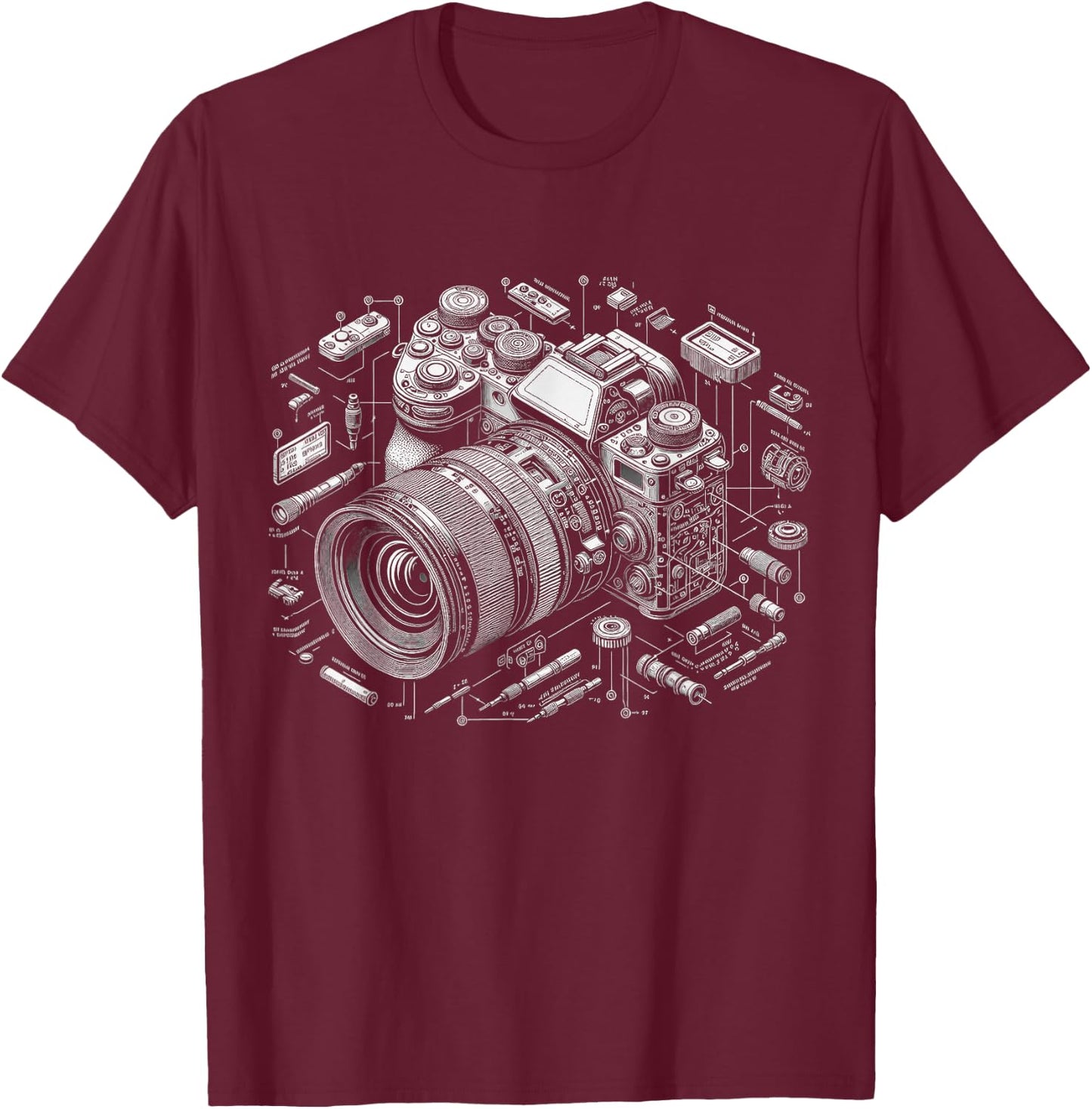 Photographer Camera Art Photography Videographer -Adults , Black, Small, Short Sleeve T-Shirt - T-Shirt | Maroon