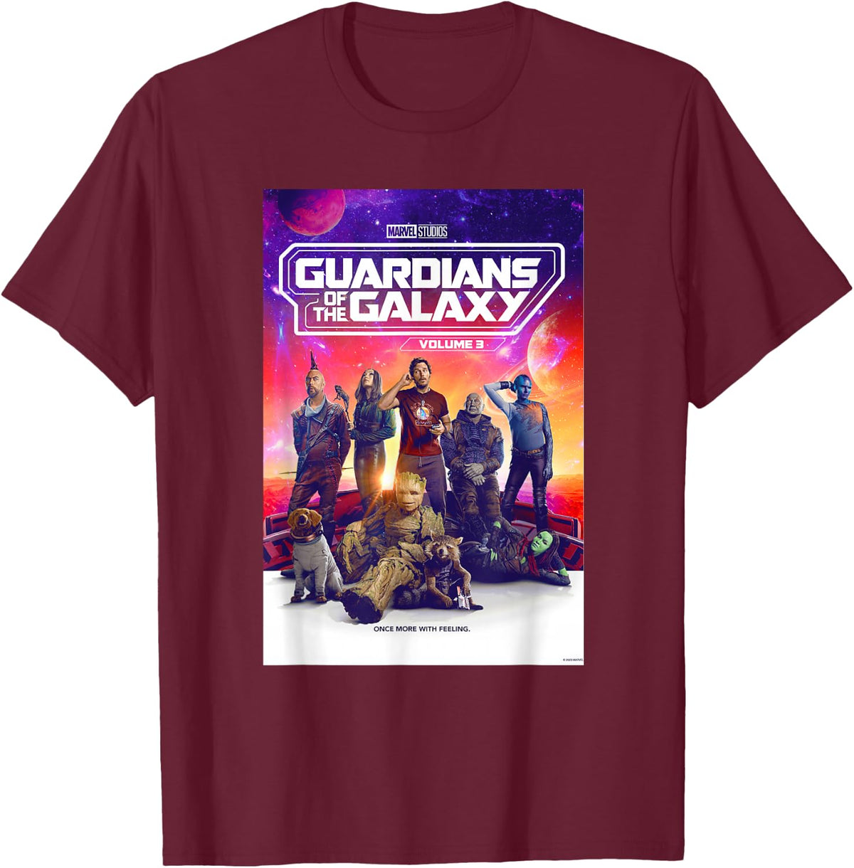 Marvel Guardians of The Galaxy Volume 3 Movie Poster T-Shirt - T-Shirt | Maroon