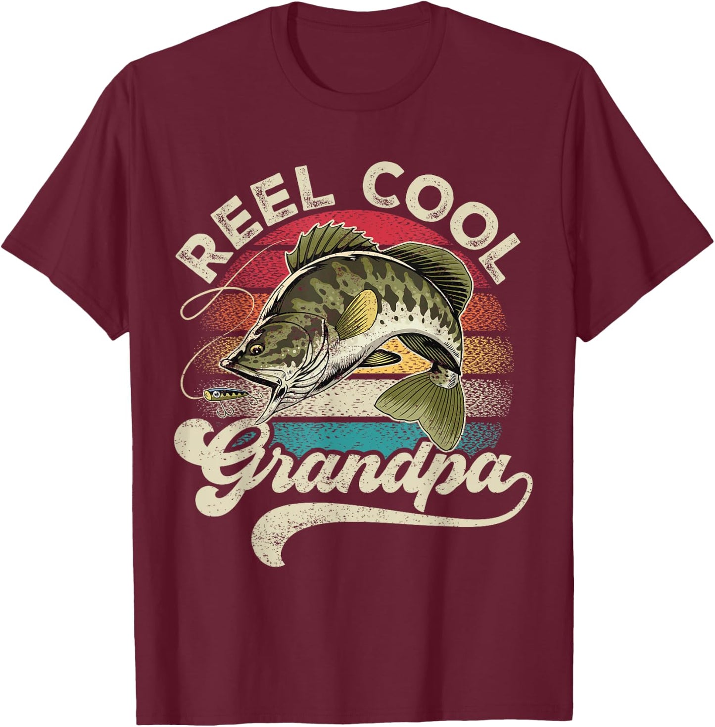 Reel Cool Grandpa Fishing Vintage Retro Father's Day Men Dad T-Shirt - T-Shirt | Maroon
