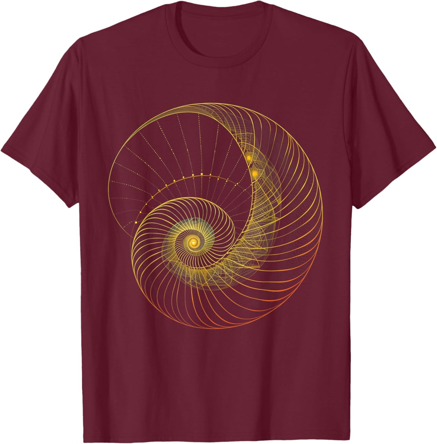Fibonacci Spiral Ratio Math Mathematician Sacred Geometry T-Shirt - T-Shirt | Maroon