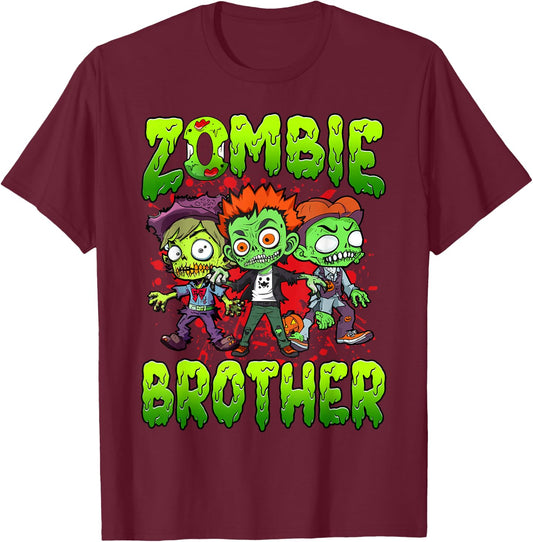Zombie Brother Halloween Costume Family Matching T-Shirt - T-Shirt | Maroon