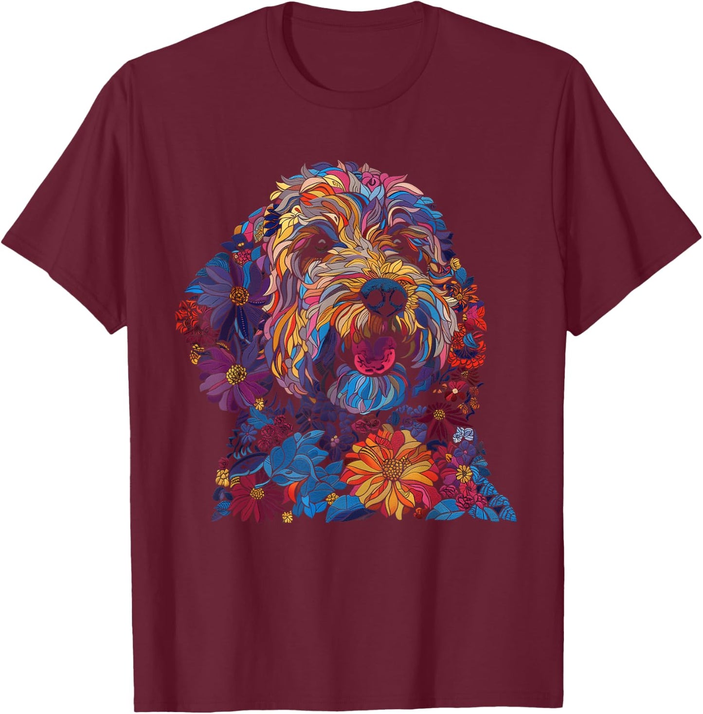 Goldendoodle Dog Lover Vintage Flower Golden Doodle Mom Dad T-Shirt - T-Shirt | Maroon