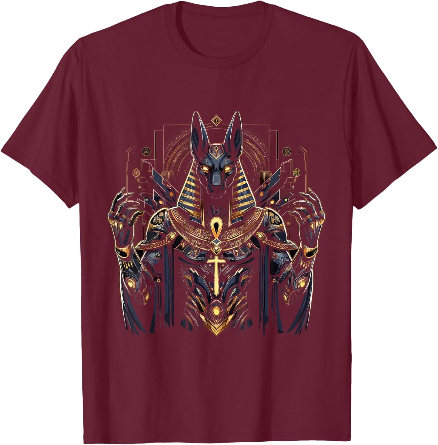 Anubis Ancient Egyptian Hieroglyphics Egypt Pharaoh Anpu T-Shirt - T-Shirt | Maroon