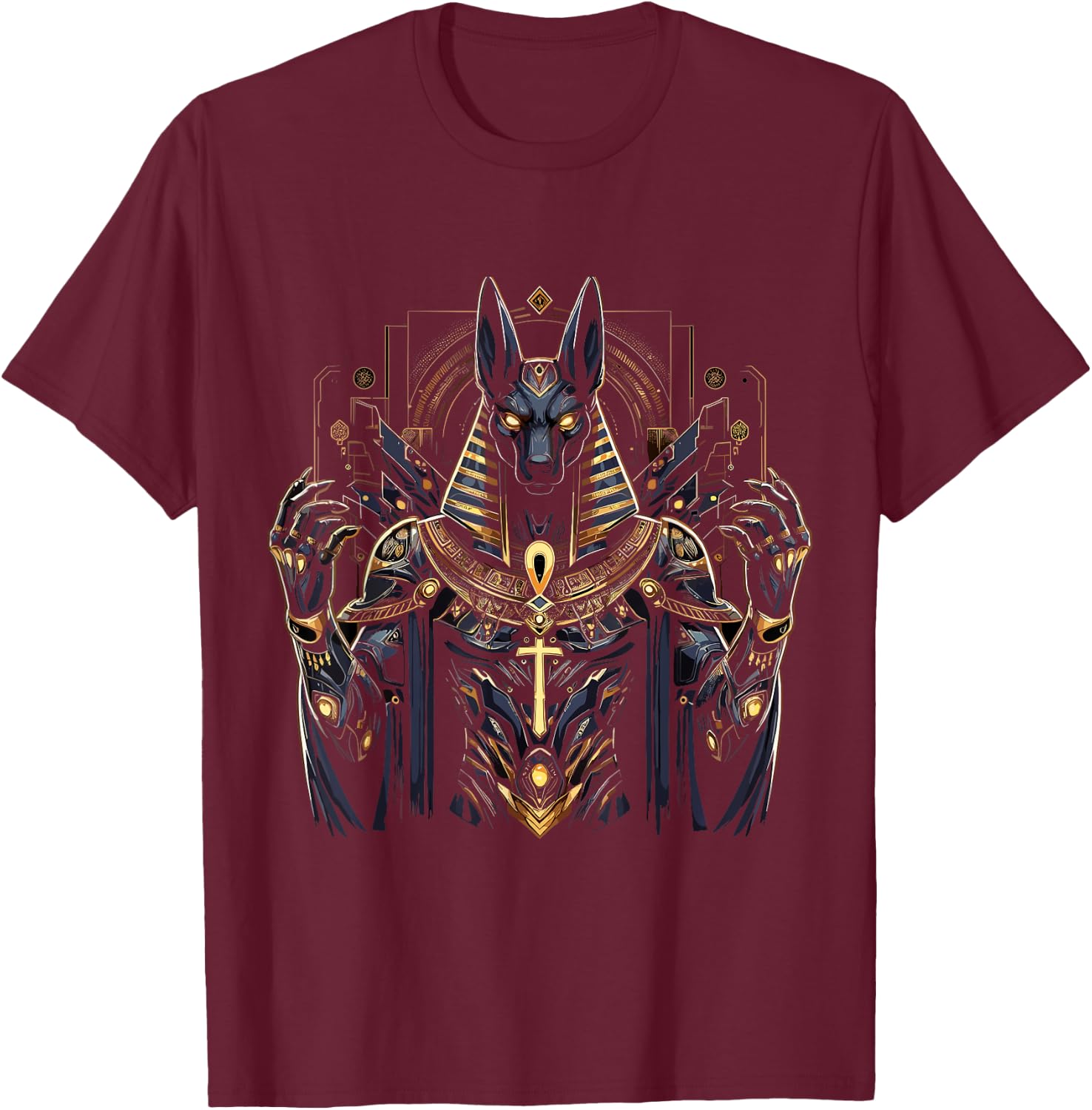 Anubis Ancient Egyptian Hieroglyphics Egypt Pharaoh Anpu T-Shirt - T-Shirt | Maroon