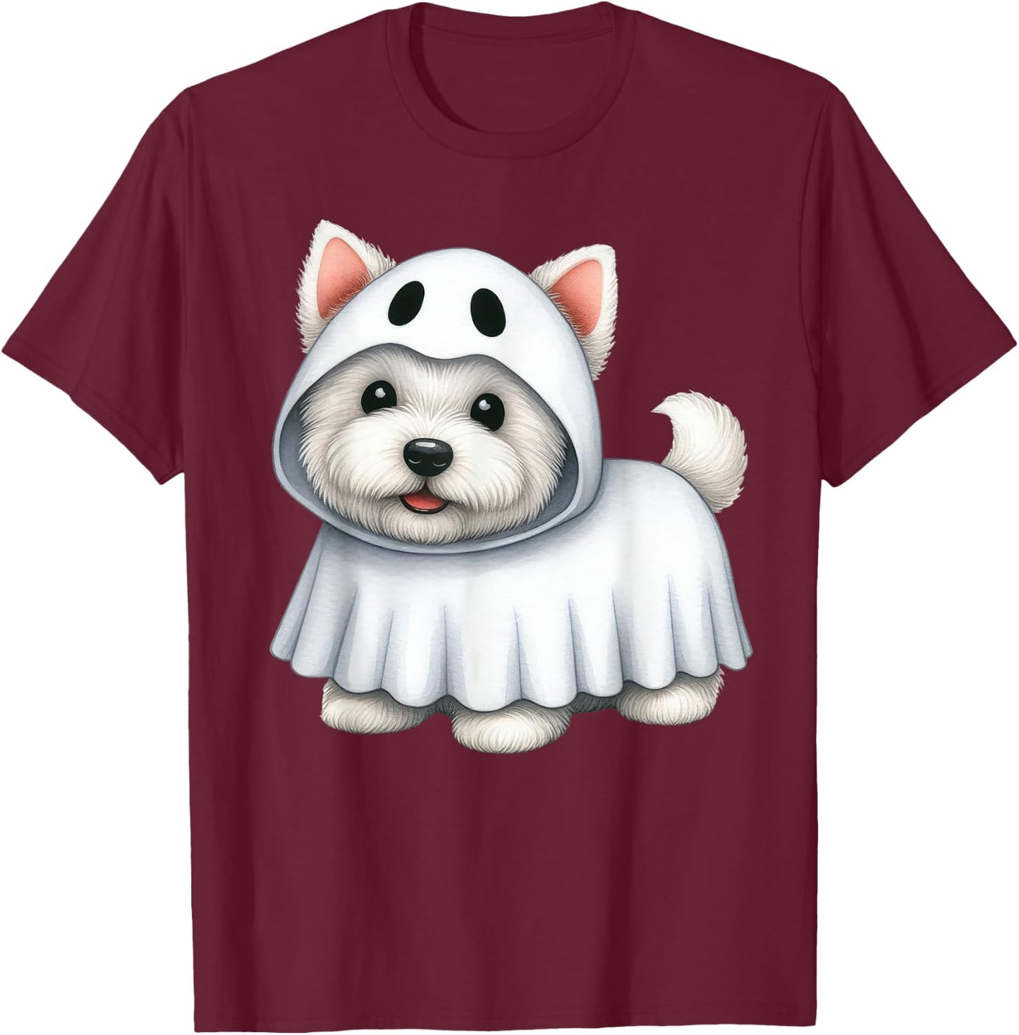 Westie Dog Halloween Costume Ghost West Highland Terrier Men Women Kids T-Shirt - T-Shirt | Maroon