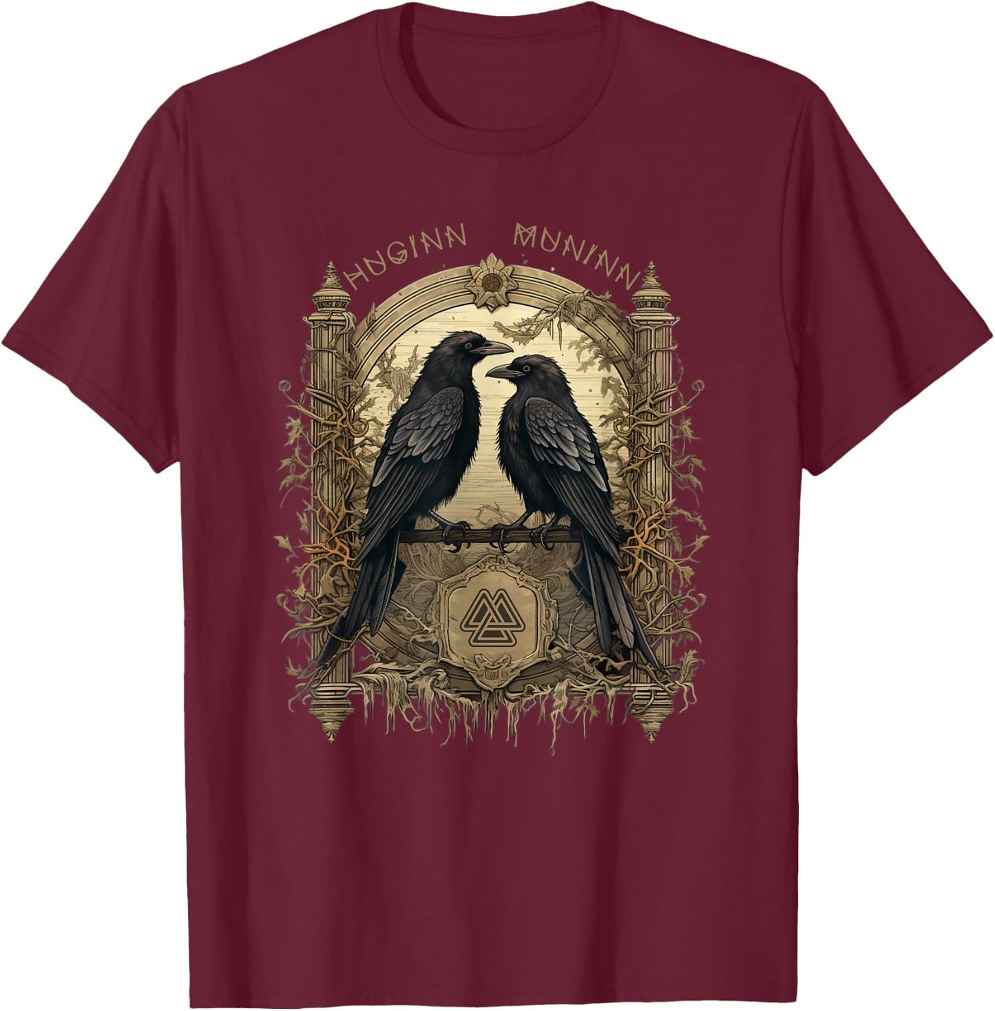 Huginn And Muninn Odin Ravens Norse Mythology Culture T-Shirt - T-Shirt | Maroon