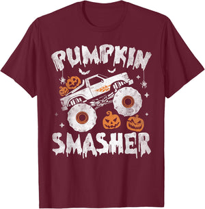 Pumpkin Smasher Toddler Halloween For Monster Truck Lover T-Shirt - T-Shirt | Maroon