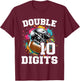 10th Birthday Boy Double Digits 10 Year Old Football T-Shirt - T-Shirt | Maroon